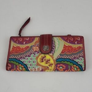 Vintage Fossil Leather Floral Patchwork Printed Wallet